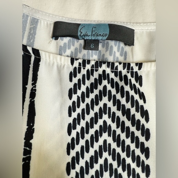 EVA FRANCO Navy & White Chevron stripe tassel trim drawstring waist dress size 6 - Picture 9 of 12